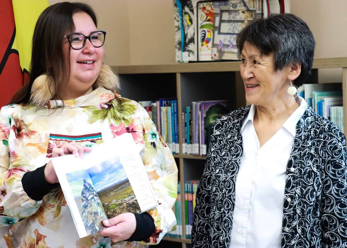 Education Minister Pamela Gross and Culture and Heritage Minister Joanna Quassa at the Nunavut Arctic College in Iqaluit